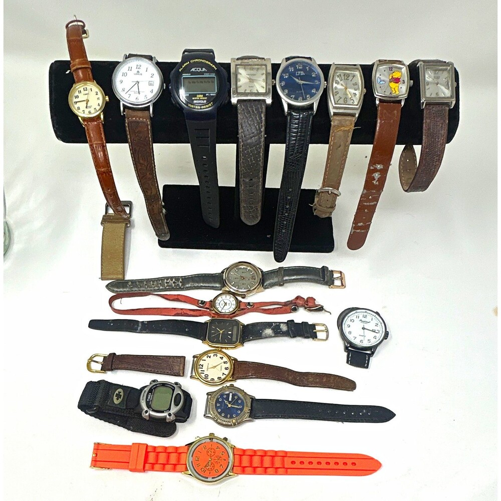 Vintage Watch Lot 15 Pcs Men Women Timex Acqua Winnie The Pooh For Parts Repair